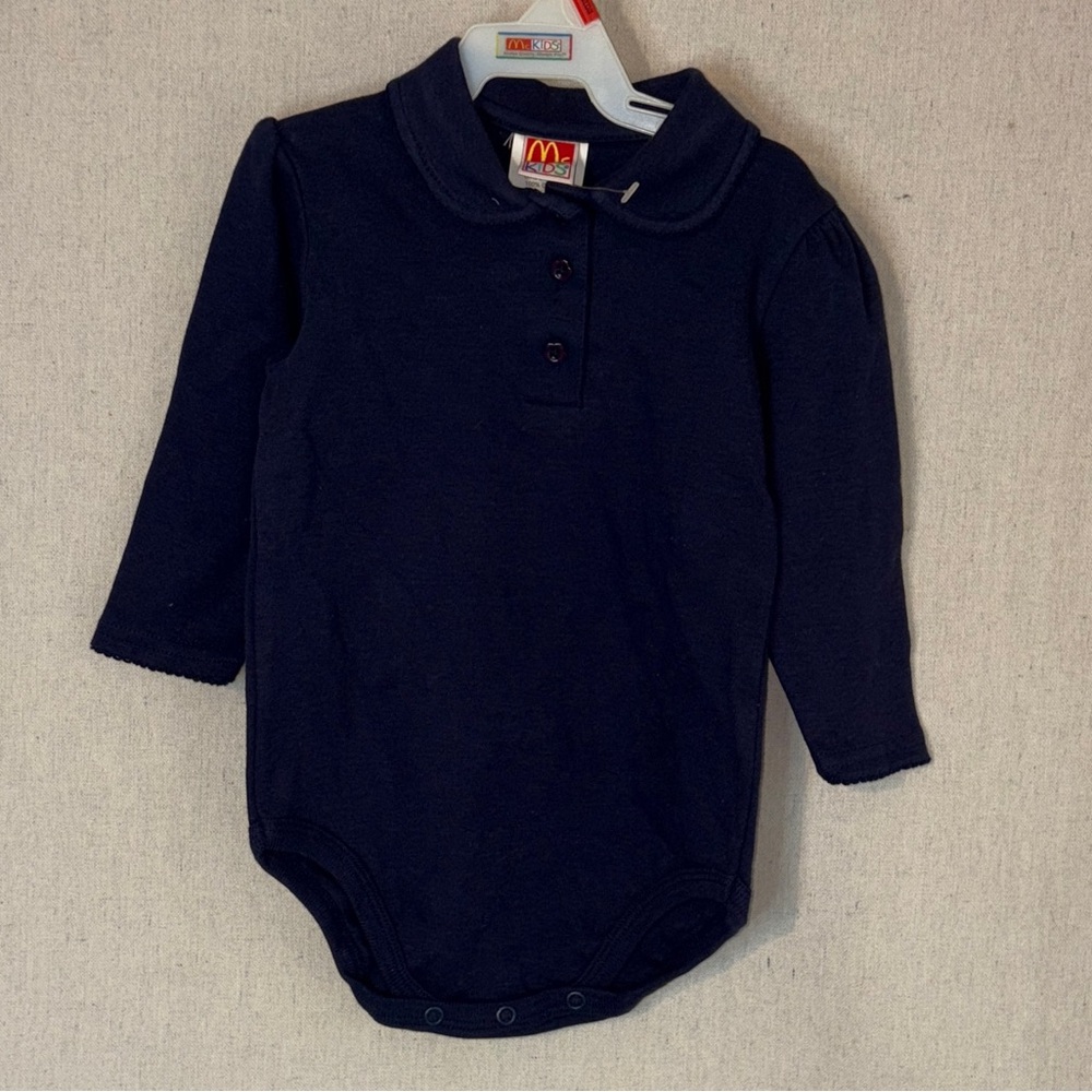 NWT Vintage Mckids One Piece Creeper Outfit Baby Size 12 Months Navy‎ Blue
